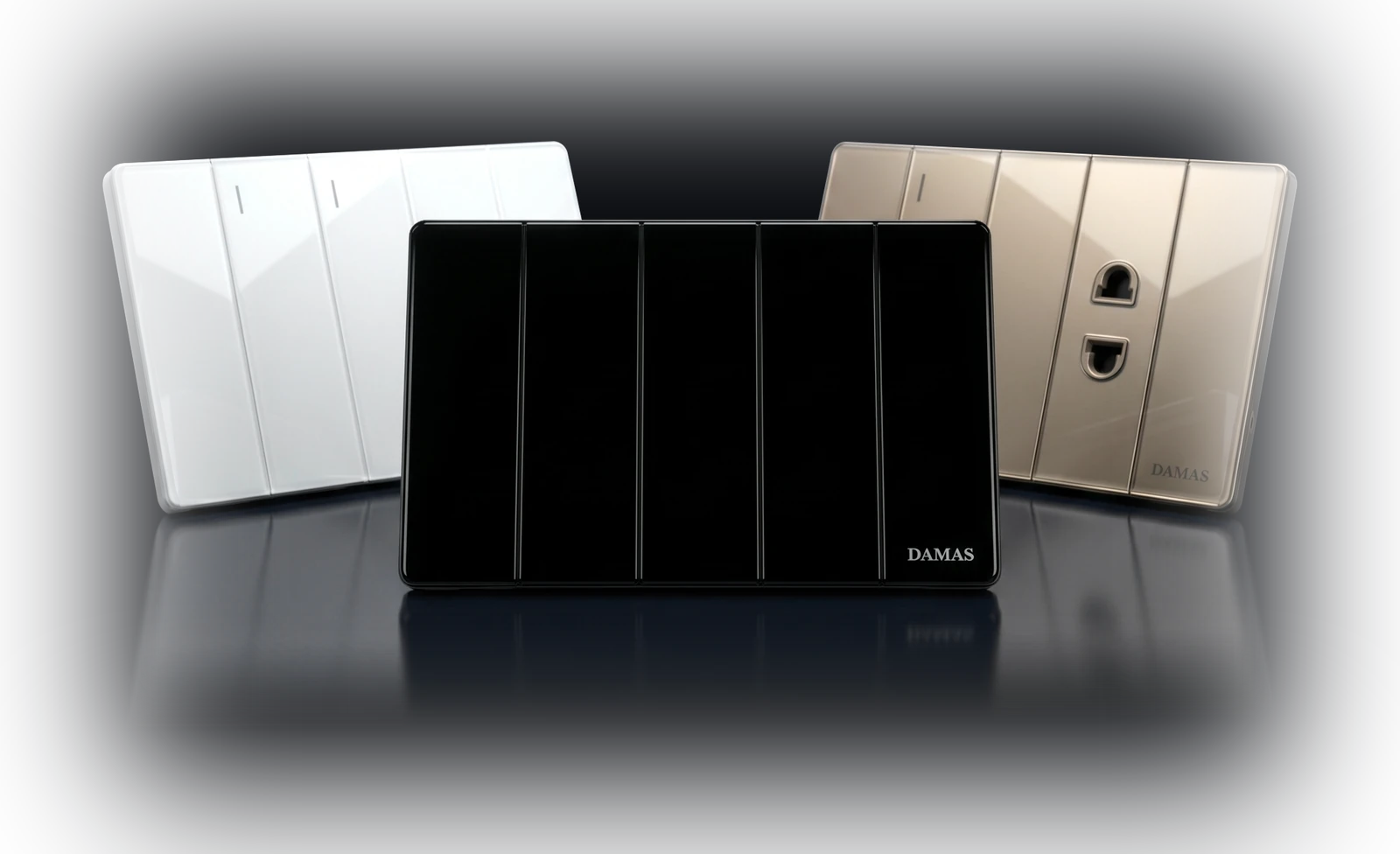 Damas Electric Glass Series — black, white and brown glass face plates