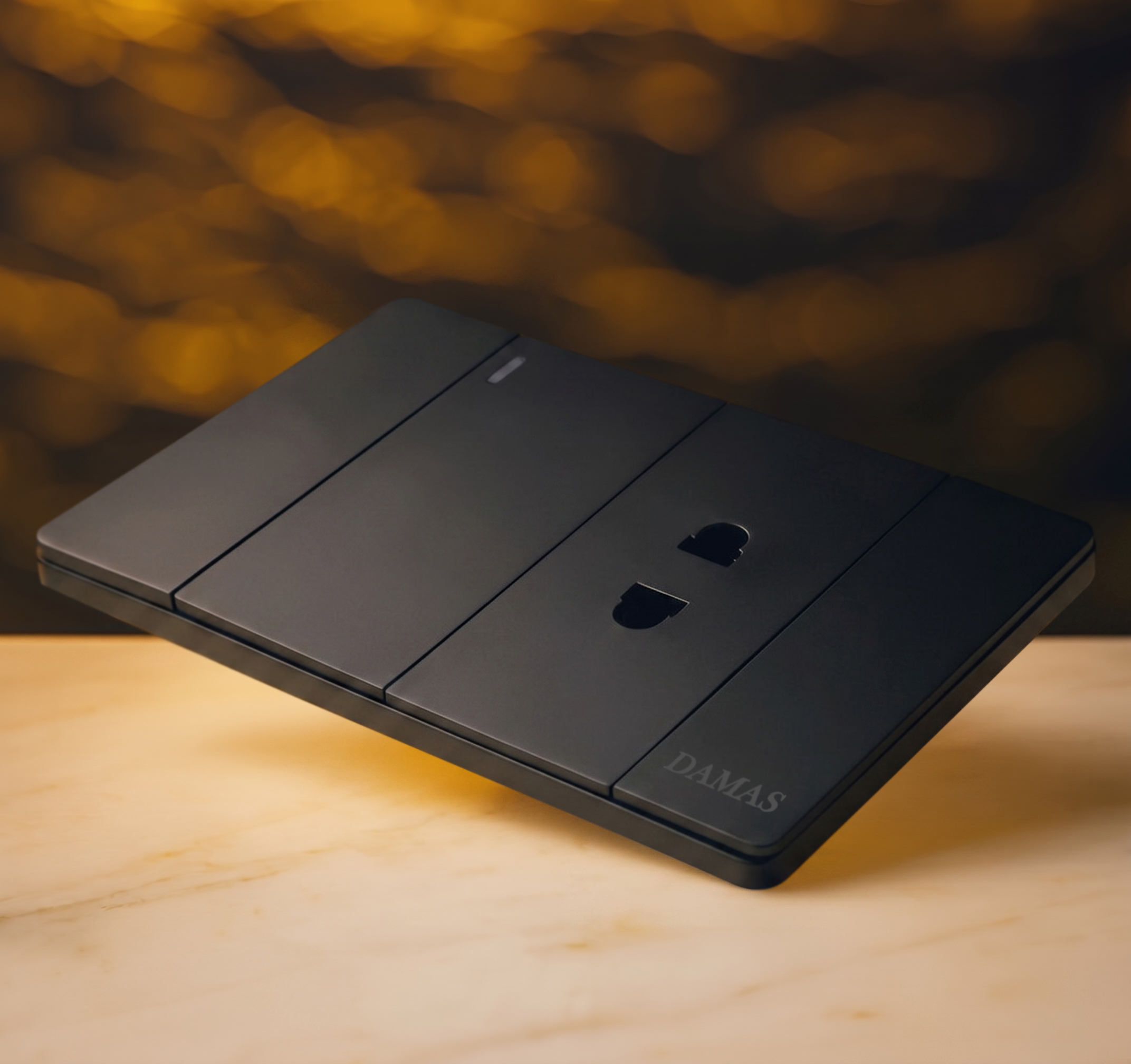 Damas Electric ultra-thin 4.5mm black switch and socket